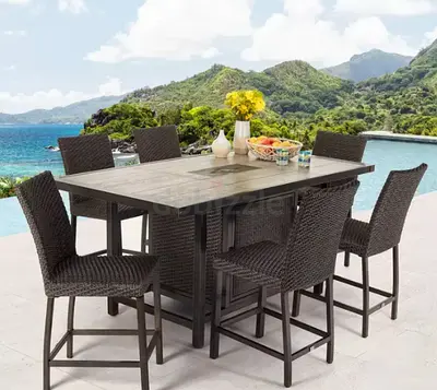 Agio McKenzy 7 Piece High Dining Wicker Patio Set