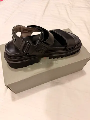 AllSaints Mens Black Leather Sandals