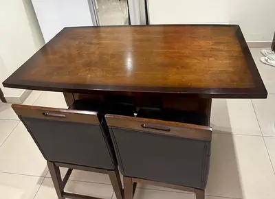 Solid wood dining table with 2 rotating chair and 2 stool Home Box