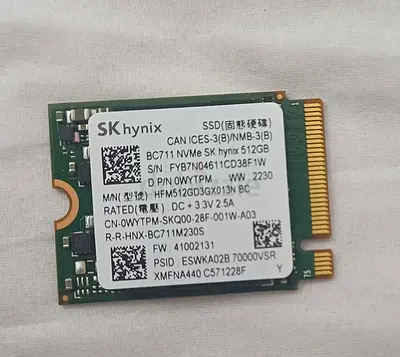 SK hynix BC711 NVMe M.2 2230 512GB SSD - Good Working Condition