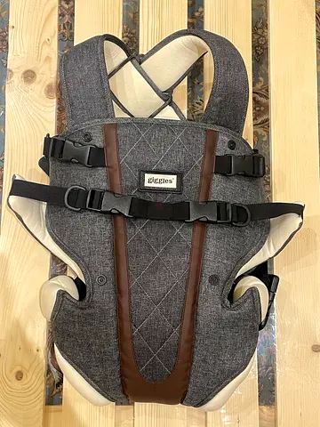 Giggles Baby Carrier Grey with Brown Trim