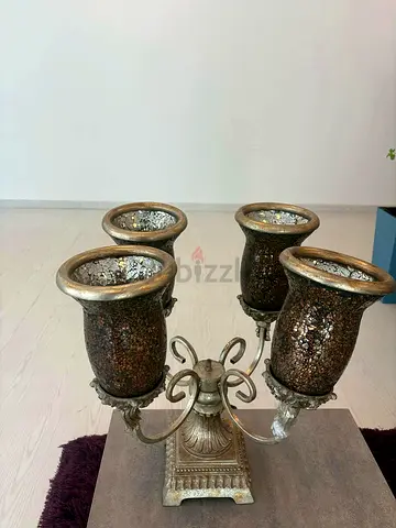 Antique-style Traditional Glass Shade Decorative Candle Table Lamp