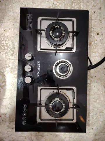 Krypton 3-burner Black Glass Gas Hob - Used, Working