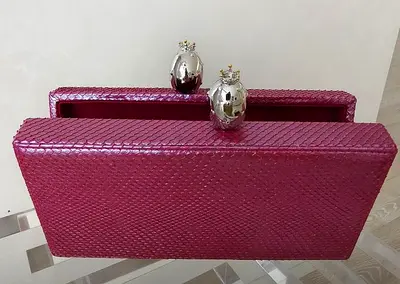 Suvimol Clutch bag - snake skin magenta evening wallet