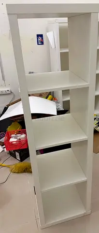White Narrow 5-Tier Storage Shelf / Bookcase — Good Condition
