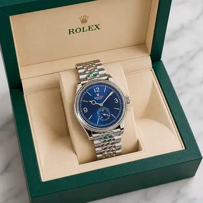 Rolex 1908 Blue Dial Automatic Dress Watch 39mm – Jubilee Bracelet | Box  Papers