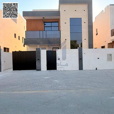 For sale: a villa in Al Helio area, Ajman. Super deluxe personal finishing. Villa on Qar road. Specifications: Stone facade villa. Five master bedrooms. Ground floor: Majlis with washbasins and bathro