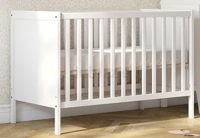 Baby bed with Single Memory Foam Mattress Topper - Good Condition + Len From IKEA