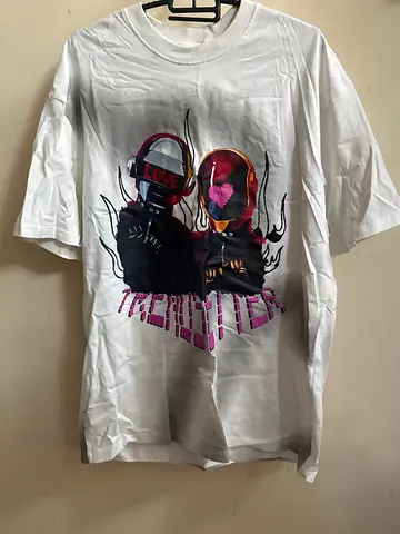 White graphic print cotton T-shirt, size 2XL