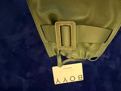 BOYY authentic Small Green Leather Bucket Bag with Buckle - Excellent Condition