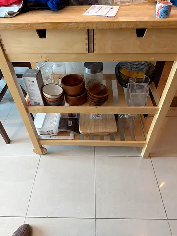 Light wood kitchen island cart with open shelves - size 80 x 40 cm