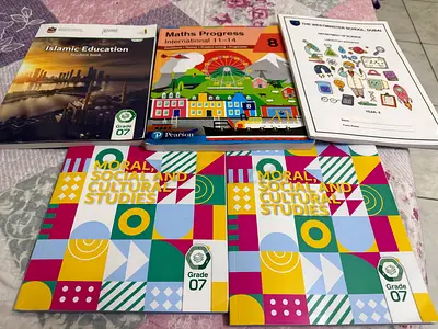 Set of Grade 8 School Textbooks — Moral, Maths, Islamic Education  More