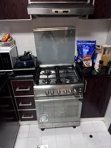 Stainless Steel 5-Burner Gas Range with Oven - Good Working Condition