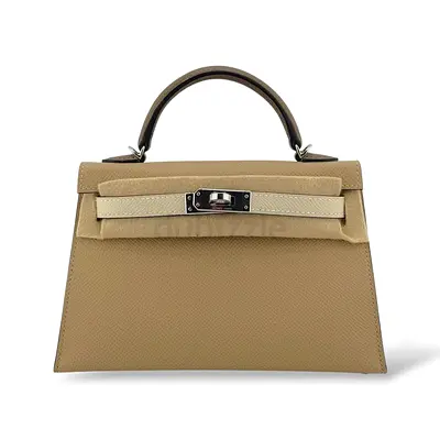 Hermes Kelly Mini Tricolor Tench/Craie/Etoupe Epsom PHW