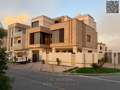 Luxury corner villa in Al Yasmin, modern design with swimming pool, elevator, and all-inclusive price.