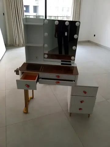 White Vanity Dressing Table with Mirror and Storage Drawers
