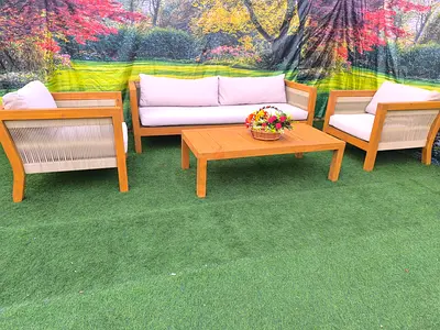 Solid Wood 5 Seater Outdoor Garden Sofa Set