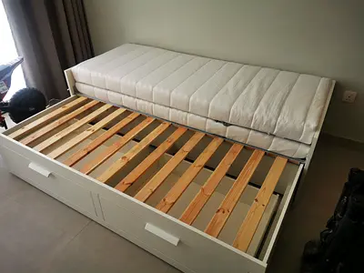 IKEA White wooden trundle daybed with mattress - PERFECT condition