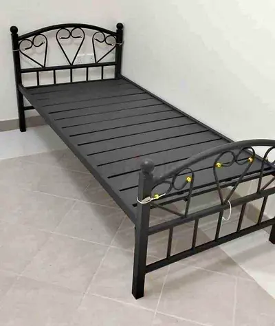 Single Metal Bed Frame - Black, Sturdy Slatted Base