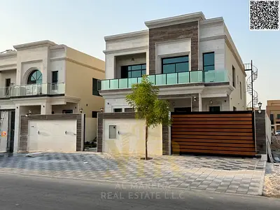 Luxury villa for sale in Al Rawda 3 | 5,000 sq ft | Two floors + roof | 5 master bedrooms | Majlis and living room with washrooms | Modern kitchen | M