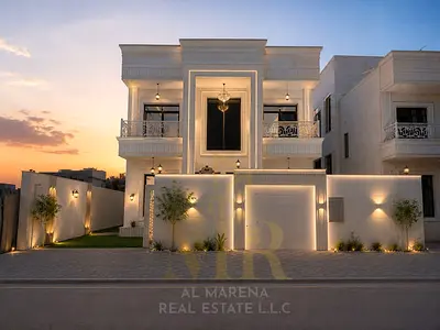 Villa for sale on Sheikh Bin Zayed Road, including registration and ownership fees, located on a main street near a park.