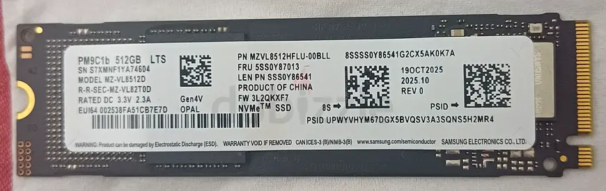 Samsung NVMe M.2 SSD 512GB (PCIe) - Good Working Condition