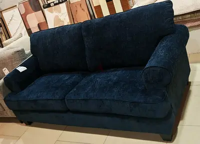 3-seater Navy Blue Fabric Sofa - Good Condition