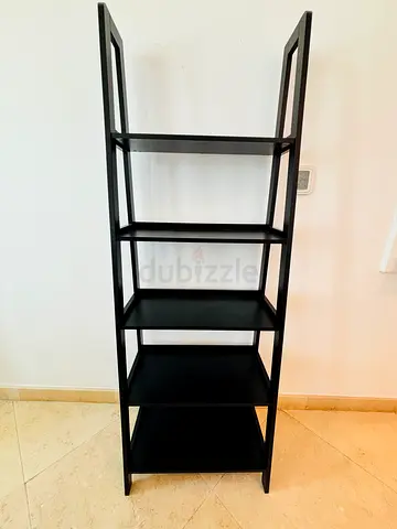 Modern Black Ladder Bookshelf – 5 Shelves