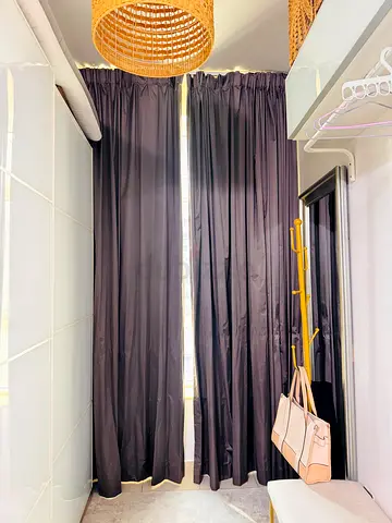 Set of 2 Full length 100% blackout curtains in gray