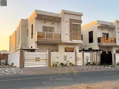 Luxury villa for sale in Al Zahia, Ajman | Two floors | 5 master bedrooms | Land area 3,014 sq ft | Modern design and high-end finishes | Electricity