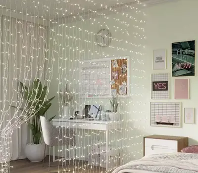 OVE Waterfall Curtain String Lights 1200 LEDs with Remote Control 118in x 118in