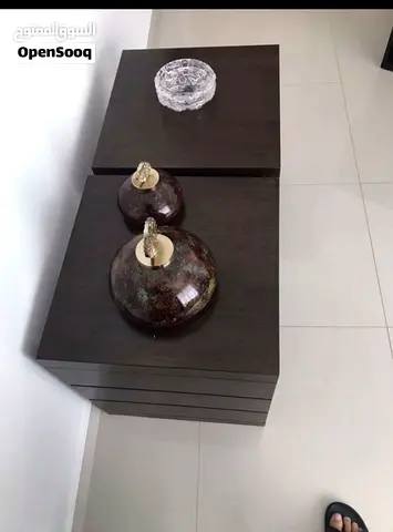 Pair of dark wood bedside tables / nightstands - modern design