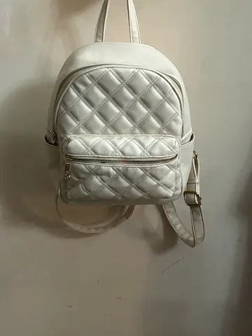 White Quilted Mini Backpack - Good Condition