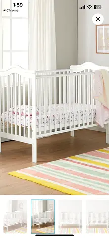 White Wooden Baby Crib - Classic Convertible Cot