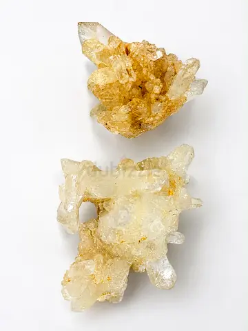 Natural Citrine/Quartz Crystal Clusters — Pair, Raw Specimens
