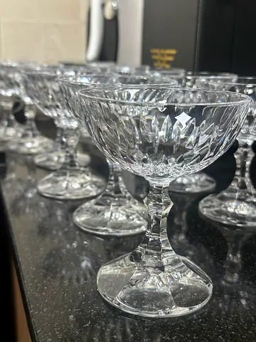 Set of 11 Cut Crystal Dessert/Coupe Glasses