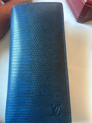 LV textured long lizzard skin  wallet - slim bi-fold