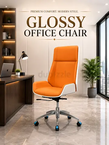 Luxury Orange Office Chair – Modern High Back Chair with Chrome Base