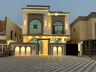 Villa for sale in Ajman, Al Helio 2 area, near Al Zubair Street The villa consists of a ground floor + 1st floor + roof, 7 master
