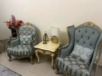 Elegant Classical Armchair Set with Side Table .. clean and comfortable