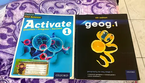 Grade 7 books Two Oxford KS3 Textbooks: Activate 1 (Science)  geog.1 (Geography)