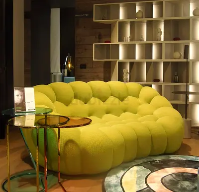 Roche Bobois Bubble Curved 3/4-Seat Sofa Couch by Sacha Lakic in Techno 2D fabric H80 W248 D132 cm
