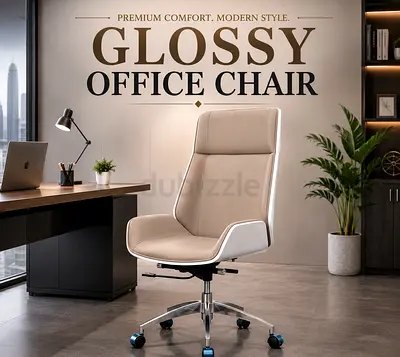 Luxury Rice White Office Chair – Modern High Back Chair with Chrome Base