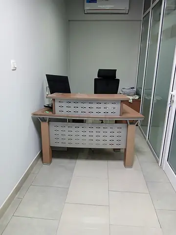 Wooden office desk with modesty panel and cable management (used)