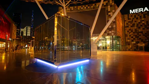 Futuristic mirrored Booth