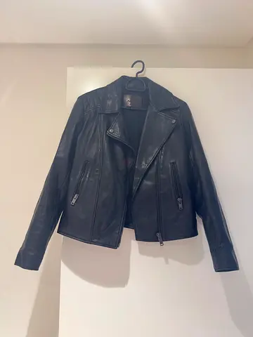 Genuine black leather jacket - size M - Massimo Dutti