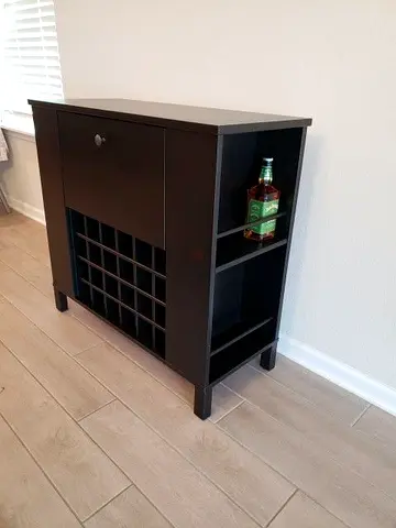 Black Wood Home Bar and Wine Cabinet