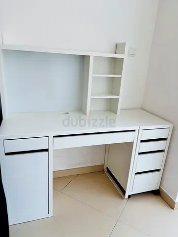 IKEA MICKE desk with add-on unit (white)
