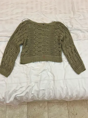 Olive green knitted women's jumper, size small