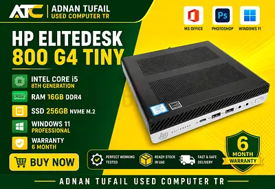 HP ELITEDESK 800 G4 TINY SSD DRIVE 256GB NVME M2 RAM 16GB DDR4 INTEL CORE i5 8TH GENERATION